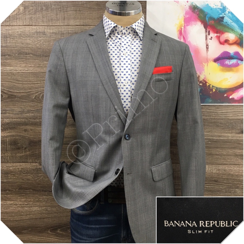 NEW BANANA REPUBLIC Mens Wool Blazer Sport Coat Casual Jacket Size 42R Slim Suit